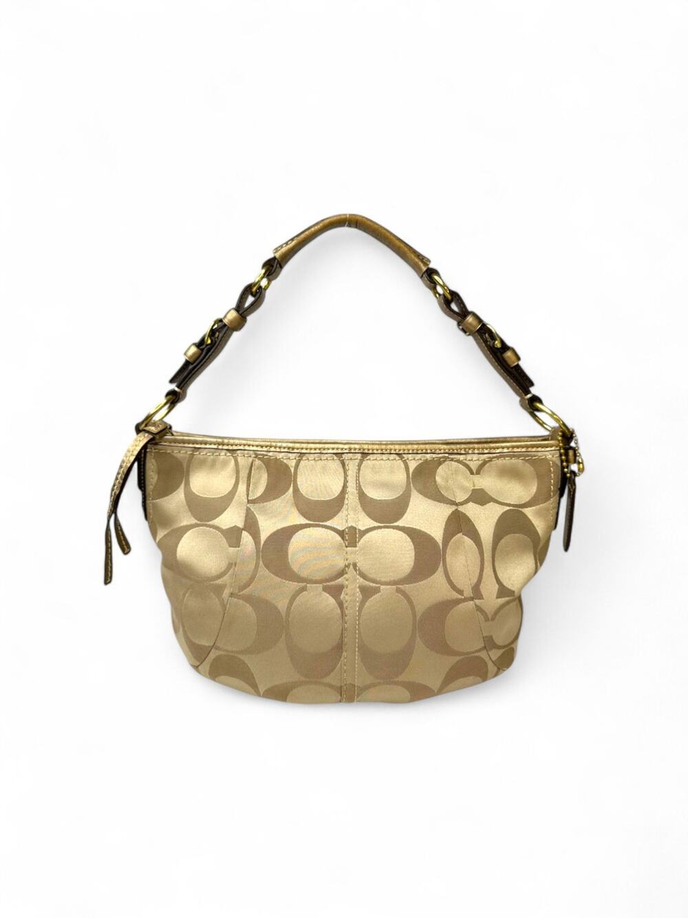 Vintage Y2K Coach Signature Sateen Gold Hobo Bag